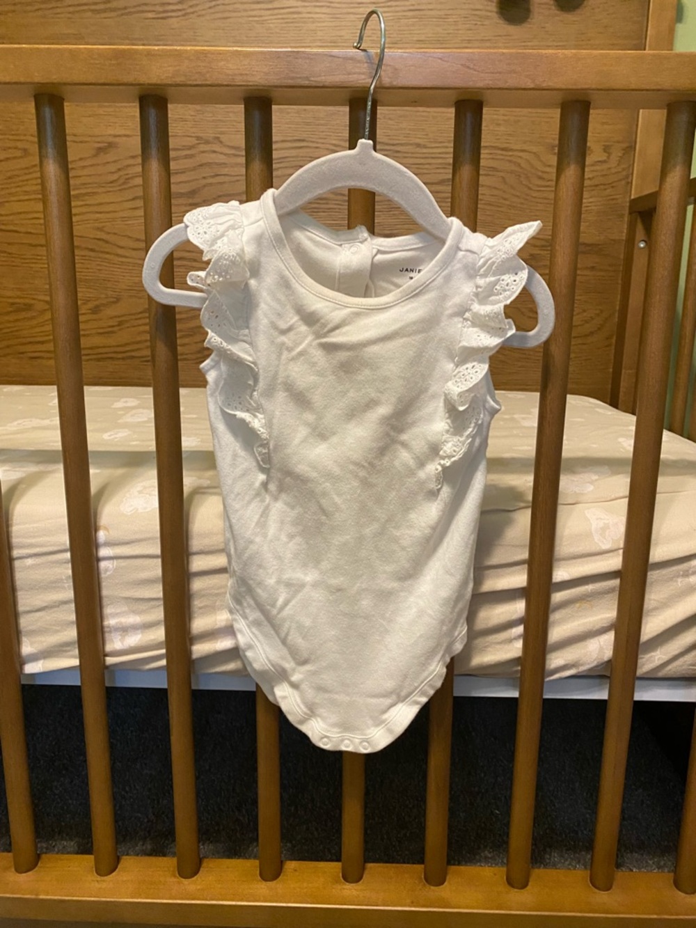 Janie and Jack White Eyelet Ruffle-Sleeve Baby One-Piece